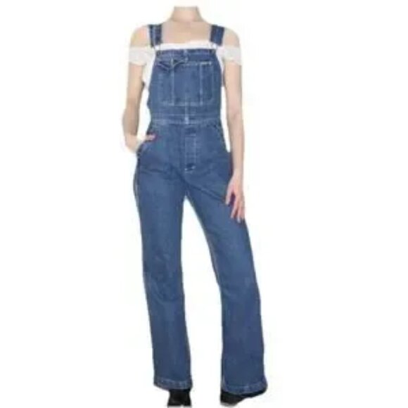 Silver Jeans Denim - Vintage Silver Jeans Denim Blue Bib Overalls 90s Y2K Flare 9/33